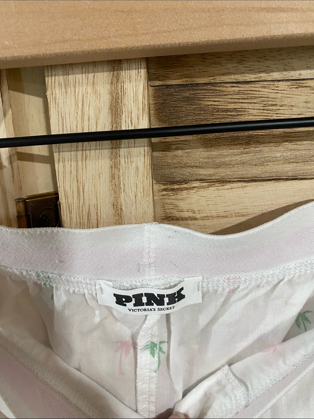 Victoria's Secret White Cotton Shorts with Pink & Green Palm Motif - Picture 3 of 5